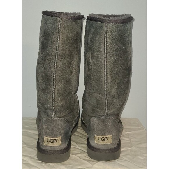 Ugg Australia Classic Tall Boots Suede 5815 Sheepskin Gray Sz W9 Winter Warm - Picture 5 of 12